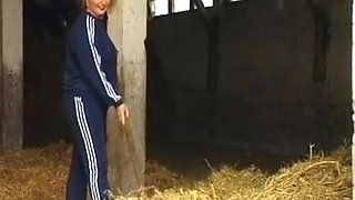 Horny German Bbw Making Her Dude Cum On A Farm