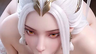 white hair AI pretty get fucked in her ass