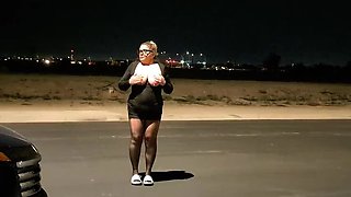 Thick BBW Wife Public Sex with Husband in Park at Night - Outdoor Blowjob & BBC Fuck