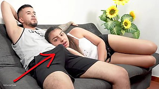 My Stepsister Helped Me Cum after She Discovered My Boner!