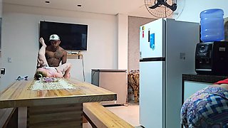 Stepdaughter Wants to Have Sex in the Kitchen but Sex Ends in the Bedroom