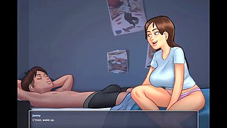 Jenny Part 2 - Busty roommate with massive tits gets drilled hard in bed in the scorching Summertime Saga
