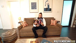 Supersized ebony beauty shares sensual hardcore blowjob cumshot ecstasy