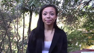 Peaches riding cock from behind with long hair