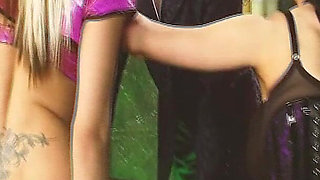 Fetish Babes Scene-4_threesome Between Busty Beauties in Latex Lingerie Fucking in a BDSM Cave