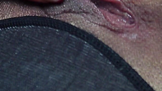 Hot Blonde Orgasms in Her Black Nylon Pantyhose