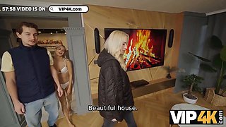 Vera Jarw dominates blonde slut Veronica Leal at kinky swap party