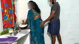 Aunty Was Cleaning the Dishes in the Kitchen Wearing a Saree and I Went Behind Her and Tied Her up and Had Sex with Her