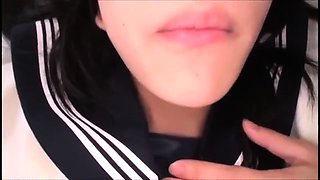 Cute Asian teen gives a blowjob and swallows a hot cumload