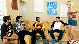 Secretary group sex hardcore fucking blond girl facia