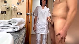 I Surprise The Hotel Cleaning Girl Who Comes To Clean The Toilet And Helps Me Finish Cumming 5 Min