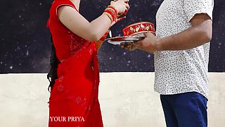 Karva Chauth Special: Newly Married Priya Had First Karva Chauth Sex And Had Blowjob Under The Sky With Clear Hindi