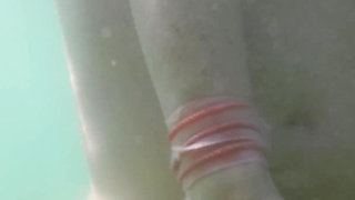 We Got Caught! My Teacher Handjobs My Cock Underwater on Nude Beach