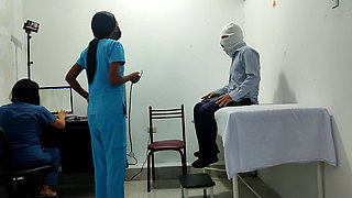 It Happened at the Clinic!! a Female Doctor and Nurse Seduce a Patient. They Fuck Him on the Stretcher