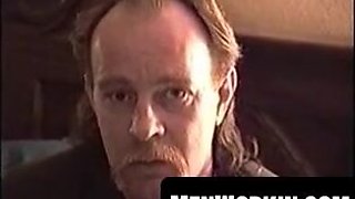 Super-naughty older dude strokes solo in a cheap hotel bedroom