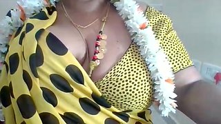 Telugu Yellow Saree Aunty Open Bigboobs Sucking Puffy Nipples Sucking Dirty Talking Telugu Audio