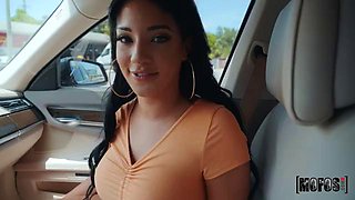 Young Latina blows and fucks stranger in the car