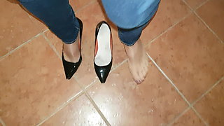 Nylon Feet red Nails shoes play
