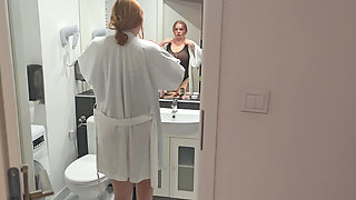 Beautiful Busty Babysitter Masturbates in Owners' Bedroom