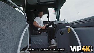 Vip4k. pretty big boobed woman is fucking in the bus