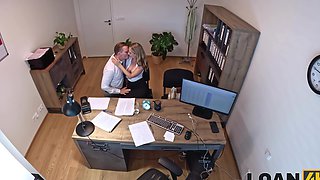 Andrea and Stanley Johnson enjoy each other in a passionate office session