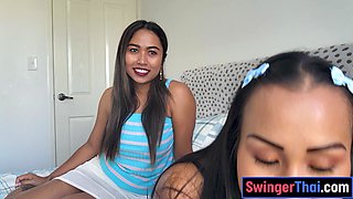 Thai lesbian mature GFs fleshy bottomed strapon