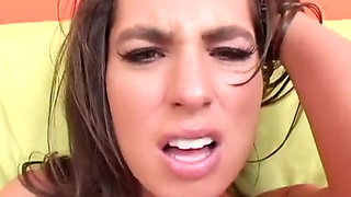 Sexy whore with an amazing ass swallows a long hard cock after fucking