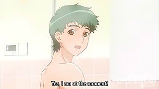 Japanese MILF Shares Bath with 18-Year-Old Stepbro in Hentai - No Censored