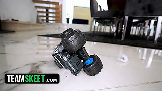 Nanny has a huge punch on her manager, and she's decided to demolish his life with her teen pussy