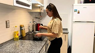 Sexy brunette with a fabulous ass gets fucked in the kitchen