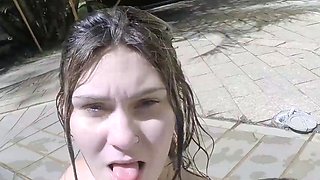 Masturbating busty blonde teen on couch with big toys