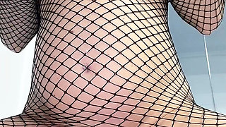 Pregnant in Fishnet Dress Humping on the Couch Like a Desperate Slut