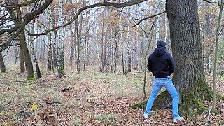 Jerk Off Cum And Piss Outdoor In Public Forest