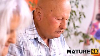 Mature4k. slutty mature laid by sumptuous waiter in front of aged spouse