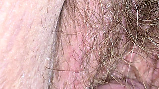 Teasing her hairy pussy and another creampie