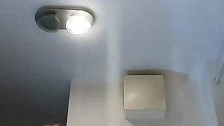 Cute and Hot Sexy Tight Pussy Cheerleader Shows Her Shaved and Wet Pussy Under Her Mini Skirt in the Bathroom