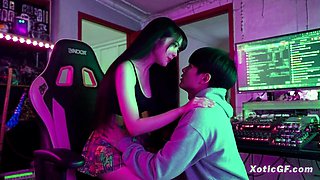 Tattoed Korean Stepsis is a Gamer Girl who Loves her Stepbro