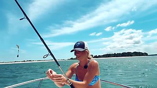 Blonde Hentai Raceplayer MILF Lilly Gaddis Fishes in Bikini on Boat