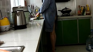 Pervert Chinese wife spanked in kitchen