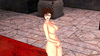 Glasses Office Lady Strips Out of Her Suit and Touches Herself - 3D Hentai