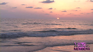 Three All Natural College Cuties Flash at the Beach