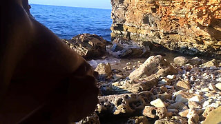Risky Sex at the Nude Beach and Creampie in Hairy Pussy