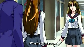 Horny anime lesbian teens skip class to lick pussy