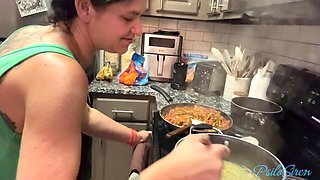 Spicy Tradwife Life - Interracial Couple Fuck in Kitchen While She Cooks His Dinner Psilo Siren Matt Bishop