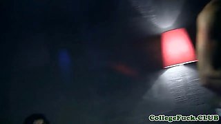College babe facialed by two dudes
