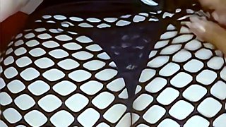 Fat Ass White Girl in Fishnet rides BBC