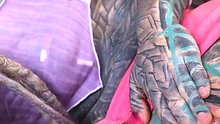 Tattooed Hippie's Anal Fucking with Big Toy and Get Fuck by Real Big Cock