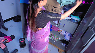 Big ass desi maid caught theft owner's panty then her hubby fucked her hairy pussy in doggystyle with Hindi Audio