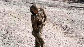 Busty Russian amateur teen fucks and sucks outdoor