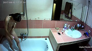Sexy black amateur caught taking a shower on hidden cam